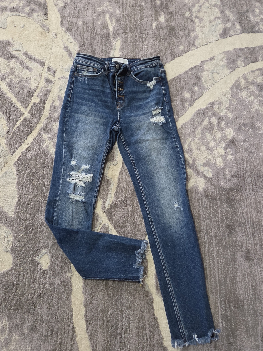 High-Rise Blue Distressed Skinny Jeans for Women